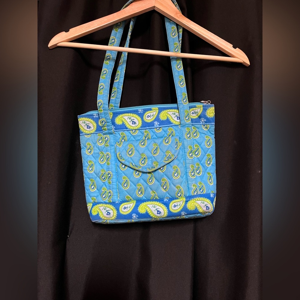Blue and neon green/yellow Vera Bradley purse